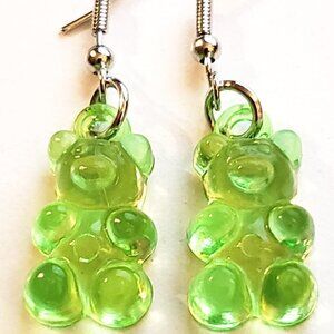 Green Transparent Gummy Bear Earrings
